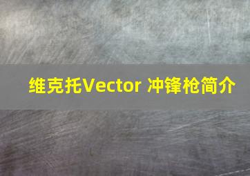 维克托Vector 冲锋枪简介